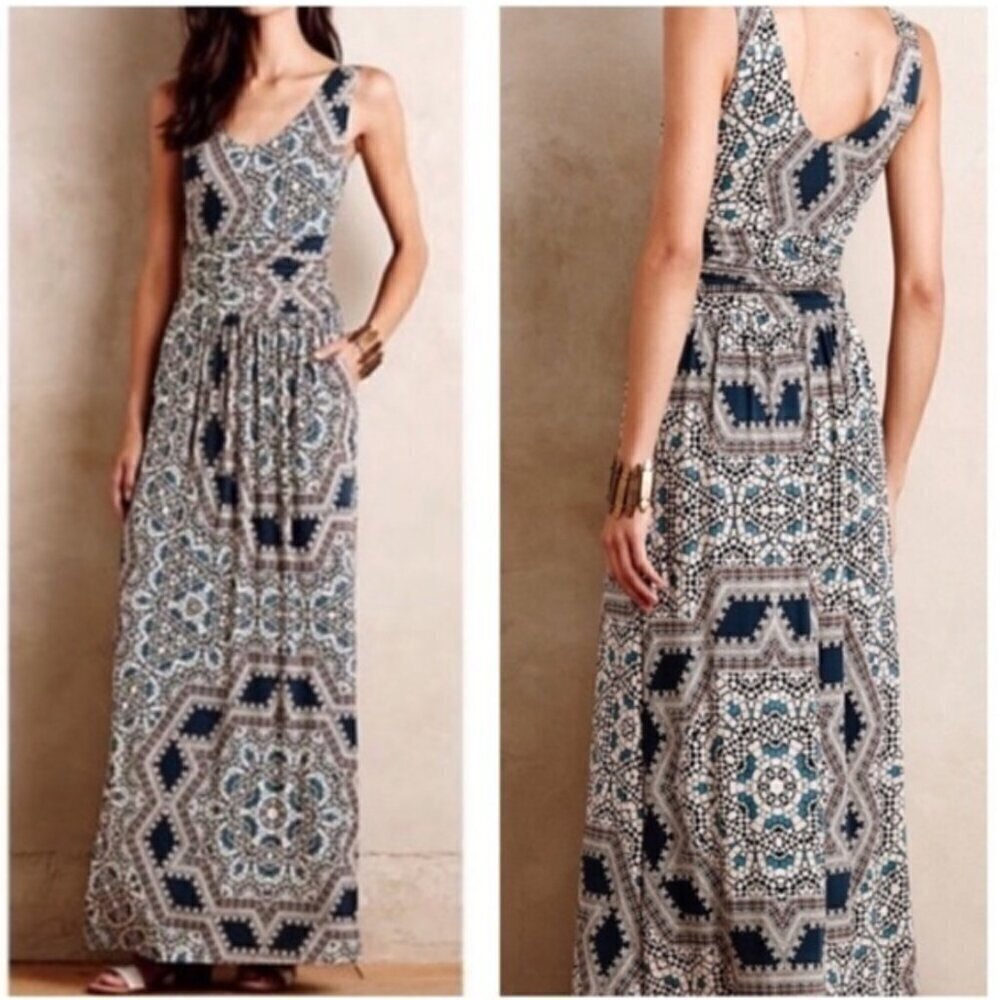 Anthropologie Maeve Jantina Mosaic Print Maxi Dress XS​​​​​​​​